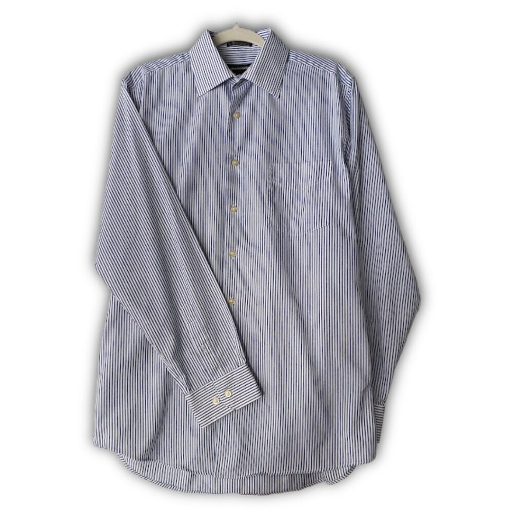 NWOT Pierre Cardin Striped White and Blue Button-Up Shirt